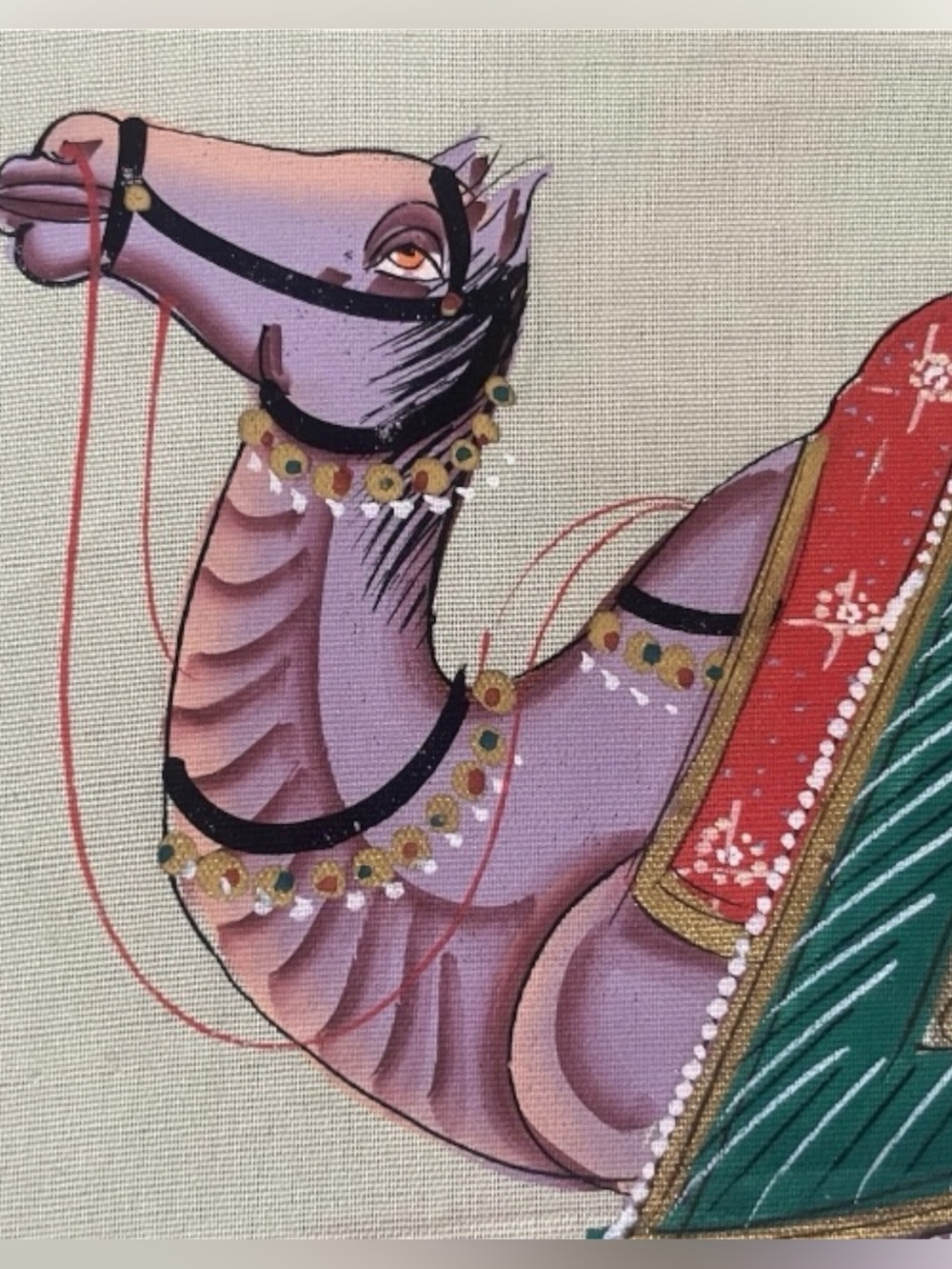 Vintage Gorgeous hand Painted on Silk Royal Camel Painting India